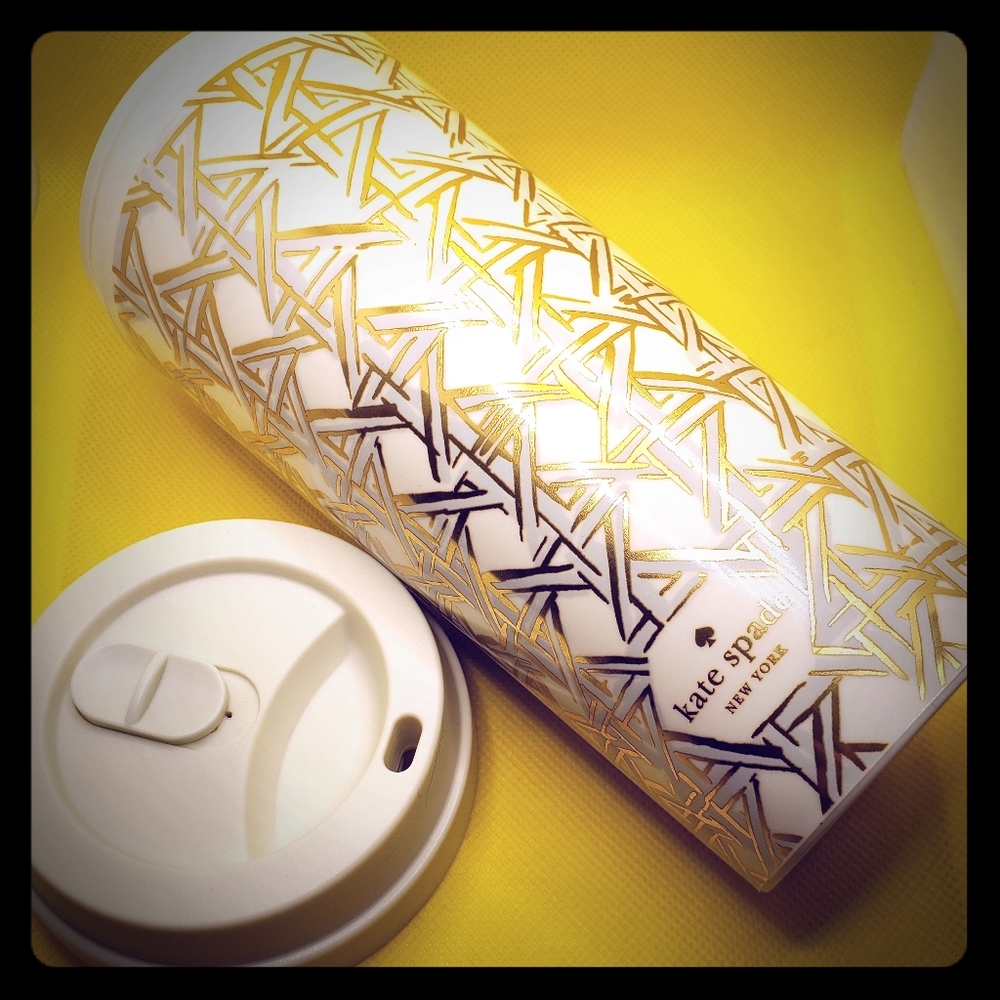Kate Spade Thermal Mug - Gold and Cream